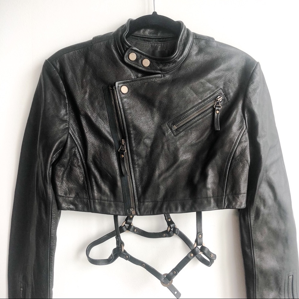 Alexander Wang Cropped Leather Moto Jacket